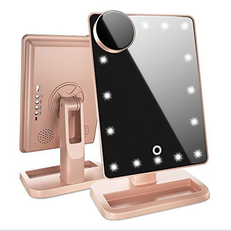 Miroir de maquillage à écran tactile avec lumières LED et haut-parleur Bluetooth