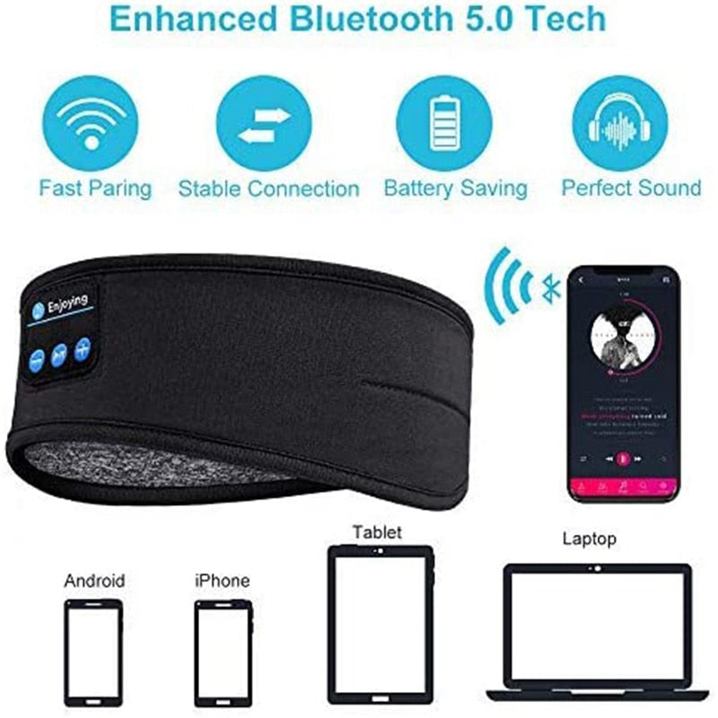 Bandeau écouteur sans fil Bluetooth pour le sommeil et le sport (2 en 1)